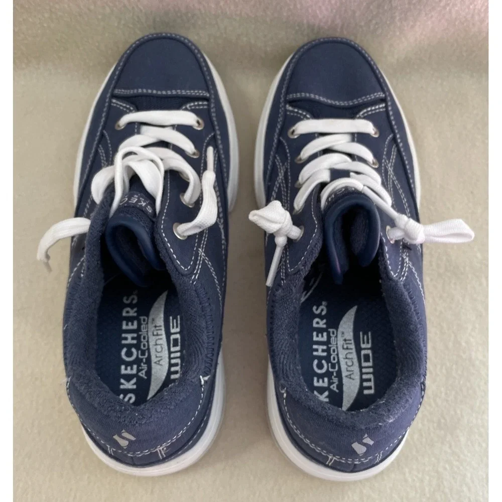 Skechers Los Angeles Arch Fit Arcade Meet Ya There Navy Sneakers Women Sz 6
